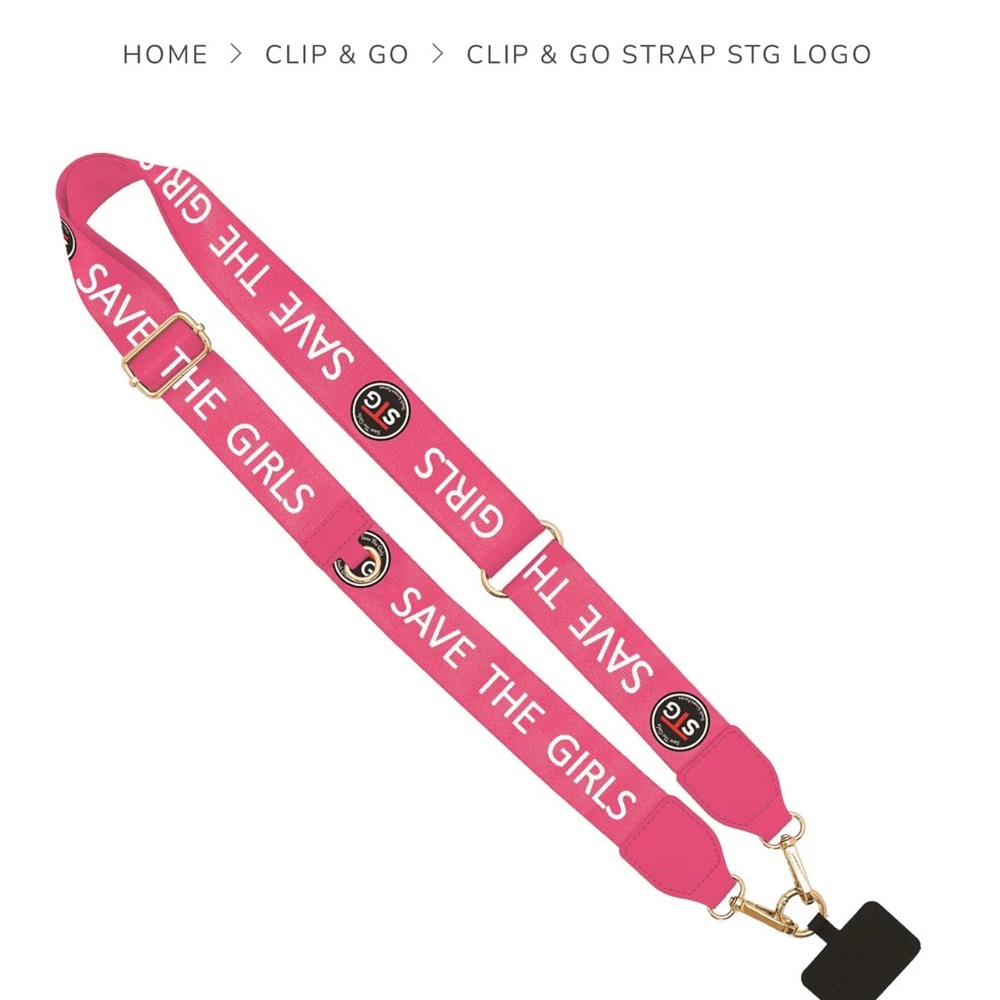 NWT Save The Girls Clip and Go Cell Phone Strap